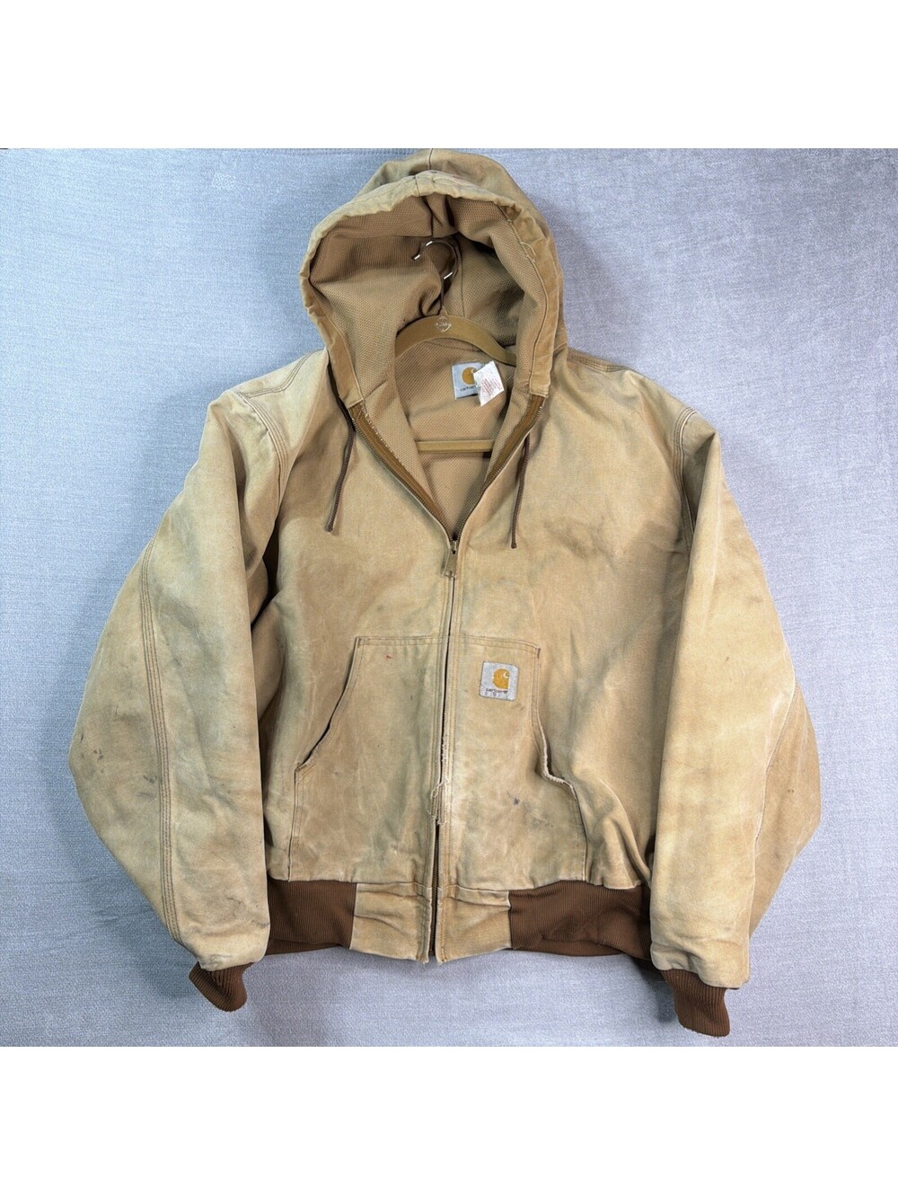 Vintage Carhartt JR106 Hooded Jacket Thermal Liner Distressed Faded 2xl